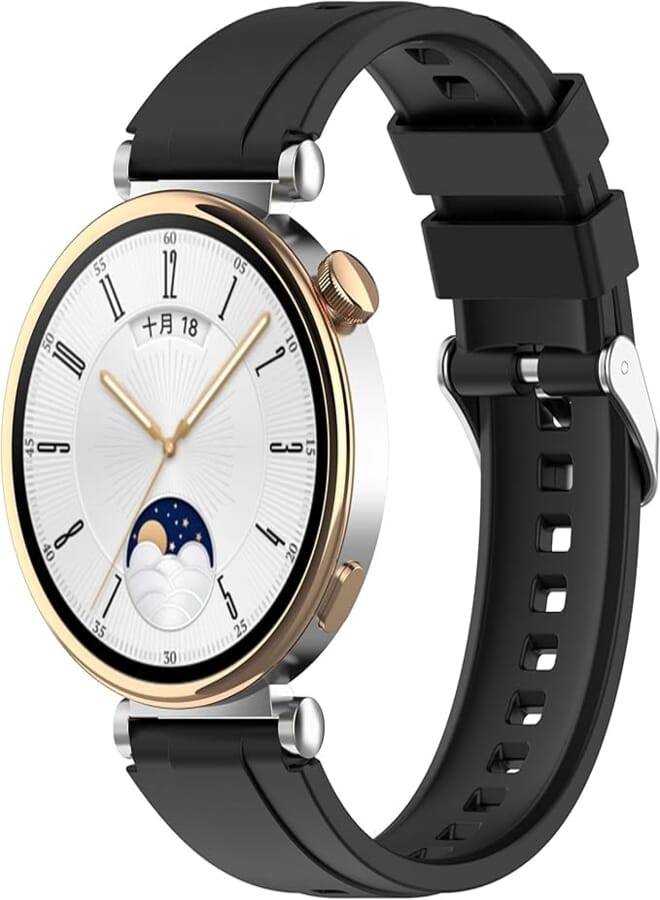 NESLIN Silicone Band Compatible with Huawei Watch GT4 41mm 2023, 18mm New Soft Silicone Loop Strap, Soft Breathable Wristbands No Gap Wristband Strap for Women Men